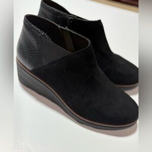 Clarks Black Ankle Booties with Wedge